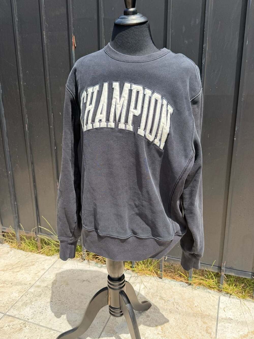 Champion Rochester N.Y. Superior Sportswear Big Spellout Black Crewneck